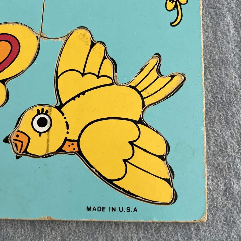 PLAYSKOOL Wooden Puzzle Tray Things That Fly Vintage USA Children Toy 80s Retro